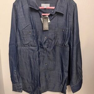 Encore by Idina Menzel Denim Long Sleeve Blouse